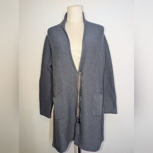 Stunning Wool/Silk/Cashmere Blend Longline Zip front Cardigan
